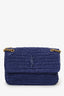 Saint Laurent Blue Raffia 'Niki' Medium Shoulder Bag