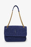 Saint Laurent Blue Raffia 'Niki' Medium Shoulder Bag