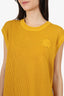 Burberry Yellow Cotton Knit Mesh Logo Sleeveless Dress Size XL