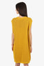 Burberry Yellow Cotton Knit Mesh Logo Sleeveless Dress Size XL