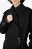Burberry 2024 Black Cotton Double Breasted Belted Long Trench Coat Size 50
