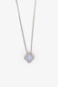Van Cleef & Arpels 18K White Gold Chalcedony Vintage Alhambra Pendant Necklace