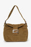 Fendi Brown Corduroy Double Flap Baguette Shoulder Bag