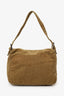 Fendi Brown Corduroy Double Flap Baguette Shoulder Bag