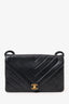 Pre-Loved Chanel™ 1991-94 Black Chevron Leather Medium Envelope Flap Bag (Refurbished)