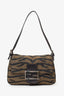 Fendi Brown Tiger Print Canvas Mini Mama Baguette Shoulder Bag
