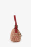 Fendi Red/Beige FF Zucca Canvas Double Flap Baguette Shoulder Bag