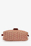 Fendi Red/Beige FF Zucca Canvas Double Flap Baguette Shoulder Bag