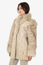 Vintage Beige Mink & Fox Fur Jacket Women Size 4