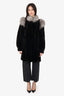 Vintage Black Canadian Sheared Muskrat & Fox Fur Coat Size 6