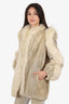 Vintage Beige Sheared Beaver & Fox Fur Coat Jacket Women Size 4