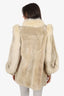 Vintage Beige Sheared Beaver & Fox Fur Coat Jacket Women Size 4