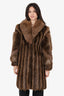 Vintage Brown Long Haired Beaver Fox Fur Coat Jacket Women Size 6