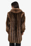 Vintage Brown Long Haired Beaver Fox Fur Coat Jacket Women Size 6