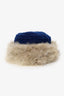 Vintage Coyote Fur & Blue Knitted Hat Cap Women