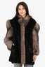 Vintage Canadian Two Tone Muskrat Fur Coat Jacket Women Size 6/8