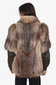 Vintage Crystal Fox Fur & Leather Coat Jacket Size 4