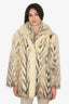 Vintage White/Brown Fox Fur Short Coat Estimated Size M
