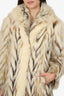 Vintage White/Brown Fox Fur Short Coat Estimated Size M