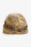 Vintage Brown Coyote Fur Hat Estimated Size S