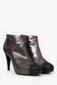 Pre-Loved Chanel™ Gunmetal/Black Cap Toe Ankle Booties Size 41.5