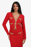 Self Portrait Red Tweed Pearl Embellished Evening Coat Size XS