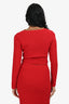 Self Portrait Red Tweed Pearl Embellished Evening Coat Size XS