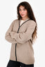 Hermès Beige Cashmere/Leather Trimmed Ribbed Long Cardigan Size XL