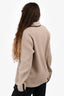 Hermès Beige Cashmere/Leather Trimmed Ribbed Long Cardigan Size XL