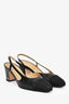 Pre-Loved Chanel™ Black Leather Cap Toe Slingback Heels Size 38C (As Is)
