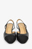 Pre-Loved Chanel™ Black Leather Cap Toe Slingback Heels Size 38C (As Is)