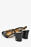 Pre-Loved Chanel™ Black Leather Cap Toe Slingback Heels Size 38C (As Is)