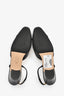 Pre-Loved Chanel™ Black Leather Cap Toe Slingback Heels Size 38C (As Is)