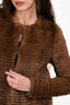'S Max Mara Brown Mink Wool Lined Midi Jacket Size 8 US