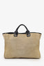 Pre-Loved Chanel™ 2012 Beige/Black Canvas Large Deauville Shopping Tote