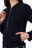 Brunello Cucinelli Navy Cashmere/Silk Sequined Zip-up Sweater Size XS