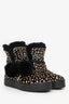 Max Mara Black/White Animal Print Pony Hair Pom Pom Winter Boots Size 37