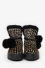 Max Mara Black/White Animal Print Pony Hair Pom Pom Winter Boots Size 37