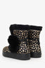 Max Mara Black/White Animal Print Pony Hair Pom Pom Winter Boots Size 37