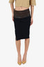 Donna Karan Black/Brown Wool/Lambskin Belted Wrap Skirt Size S