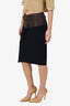 Donna Karan Black/Brown Wool/Lambskin Belted Wrap Skirt Size S