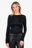 John Galliano Black Draped Crystal Buckle Detail Long Sleeve Top Estimated Size S