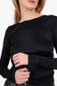 John Galliano Black Draped Crystal Buckle Detail Long Sleeve Top Estimated Size S