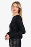 John Galliano Black Draped Crystal Buckle Detail Long Sleeve Top Estimated Size S