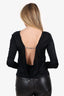 John Galliano Black Draped Crystal Buckle Detail Long Sleeve Top Estimated Size S