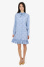 Gucci Blue/White Striped Rabbit Embroidered Shirt Dress Size 44