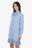 Gucci Blue/White Striped Rabbit Embroidered Shirt Dress Size 44