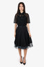 Veronique Branquinho Black Mesh Check Pleated Midi Skirt Size 36