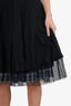Veronique Branquinho Black Mesh Check Pleated Midi Skirt Size 36