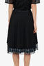 Veronique Branquinho Black Mesh Check Pleated Midi Skirt Size 36